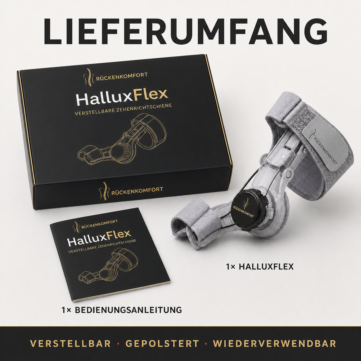 HalluxFlex – Verstellbare Zehenrichtschiene