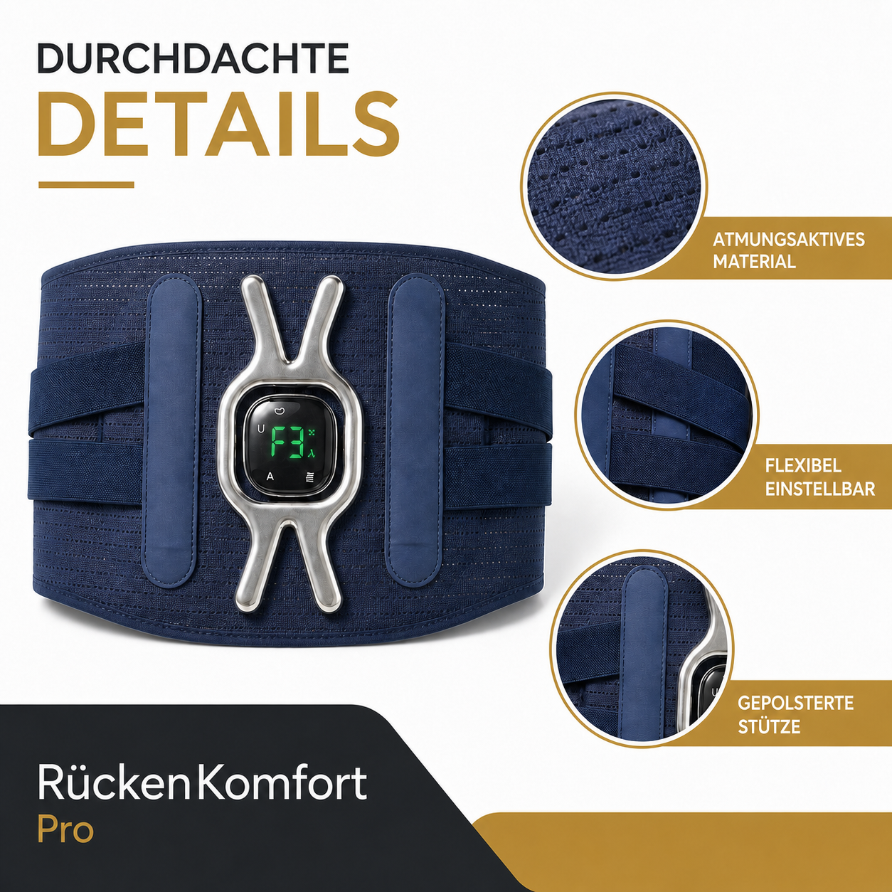 Materialien, Bedienfeld und Lieferumfang von RückenKomfort Pro