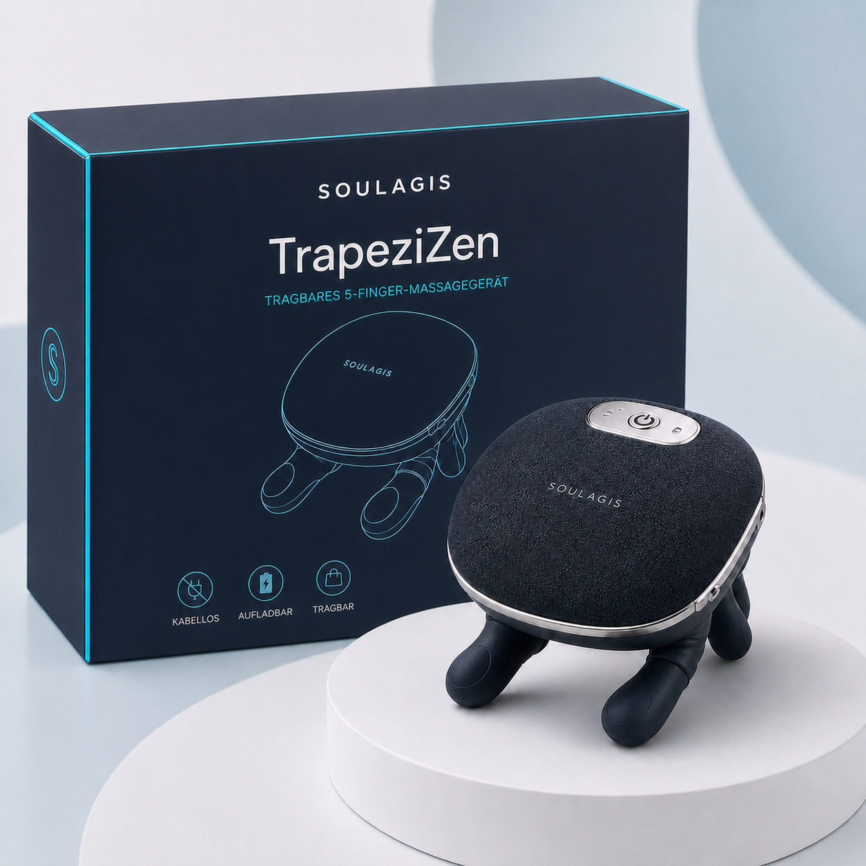 Soulagis TrapeziZen tragbares 5-Finger-Massagegerät mit Verpackung