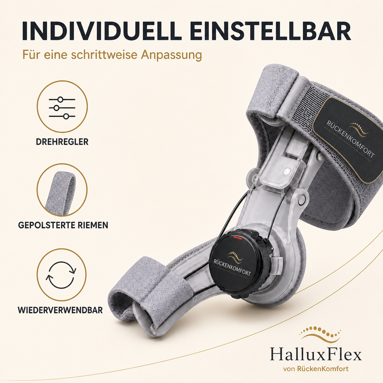 HalluxFlex – Verstellbare Zehenrichtschiene