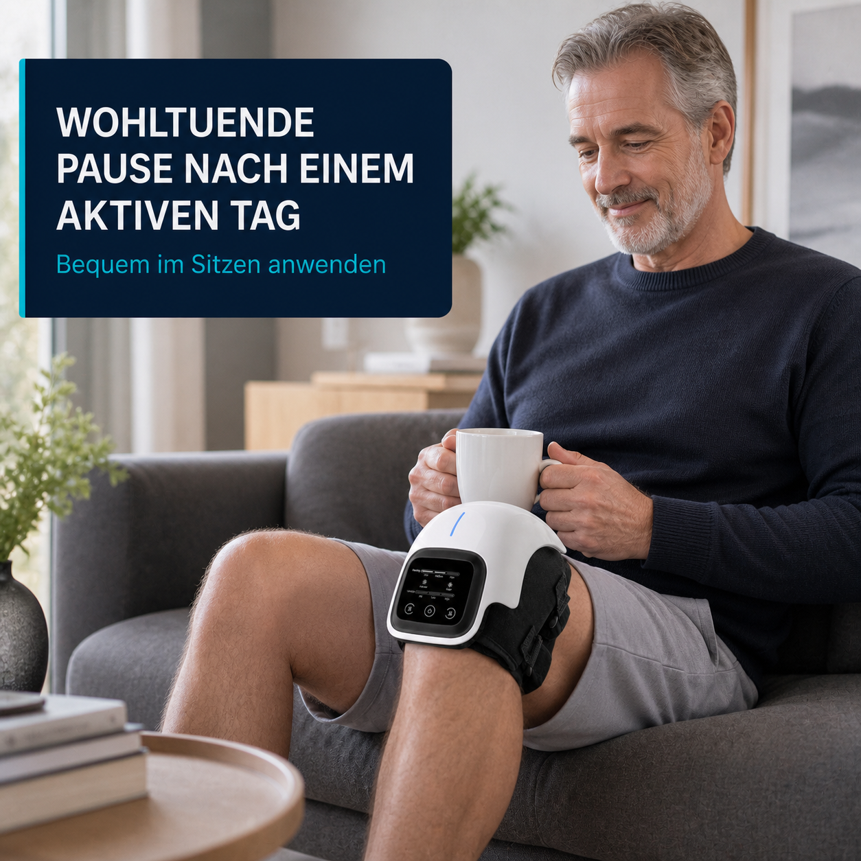 GenouZen als bequeme Pause im Sitzen nach einem aktiven Tag