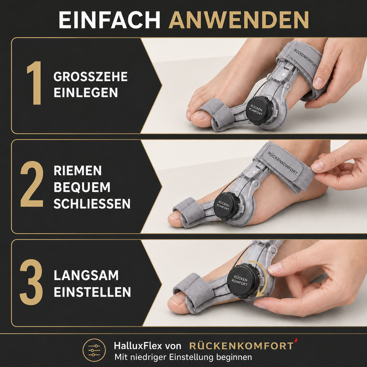 HalluxFlex – Verstellbare Zehenrichtschiene