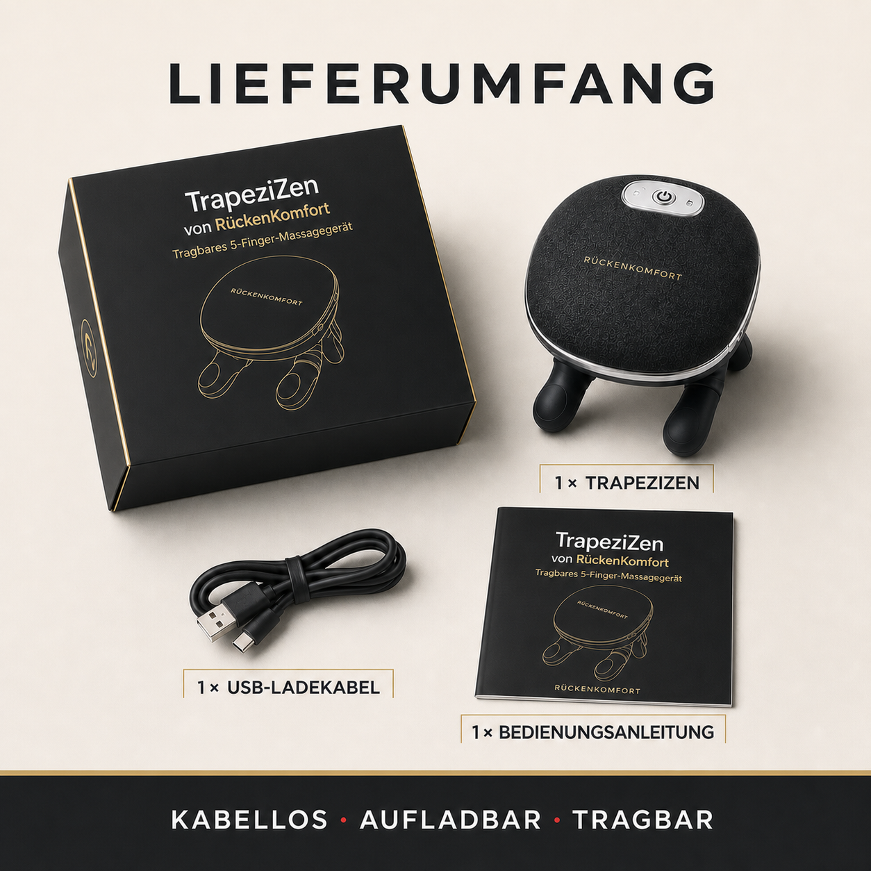 TrapeziZen – Tragbares 5-Finger-Massagegerät